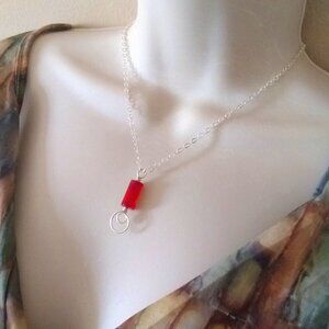 Bright Red Agate Pendant Necklace!!! Upbeat & Fresh Perfect 4 Spring & Summer!